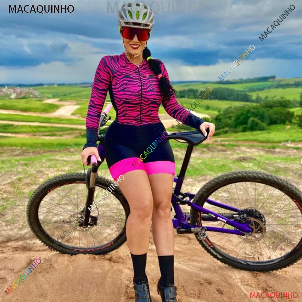 Women's Mtb Cycling Clothes Promotion Mountain Bike Jumpsuit Long Sleeves Gel Cycling Dresses Suit