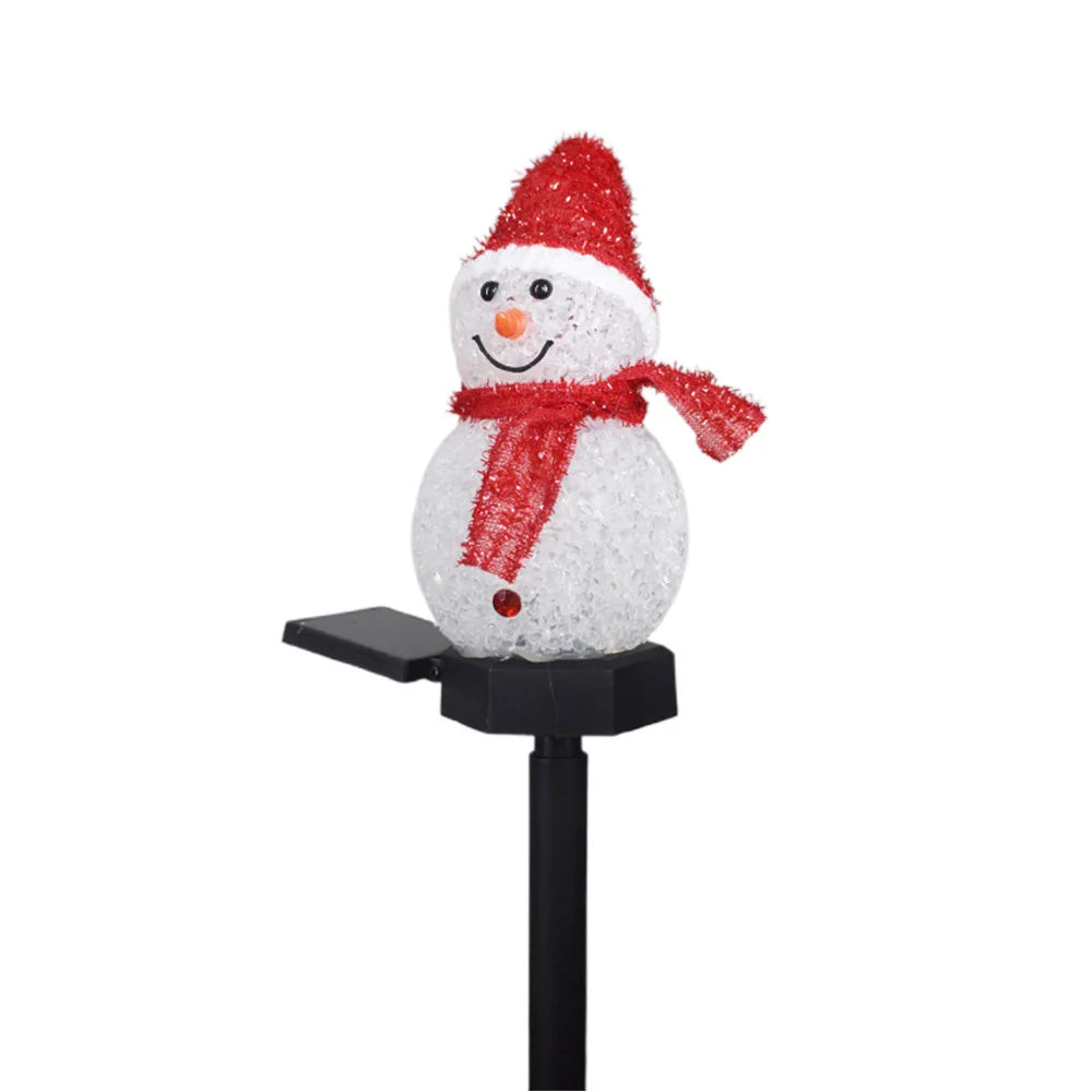 4PCS Set Christmas Snowman Solar Stake Light Outdoor Garden Waterproof Xmas Atmosphere Courtyard Lamp For Home Courtyard Decor