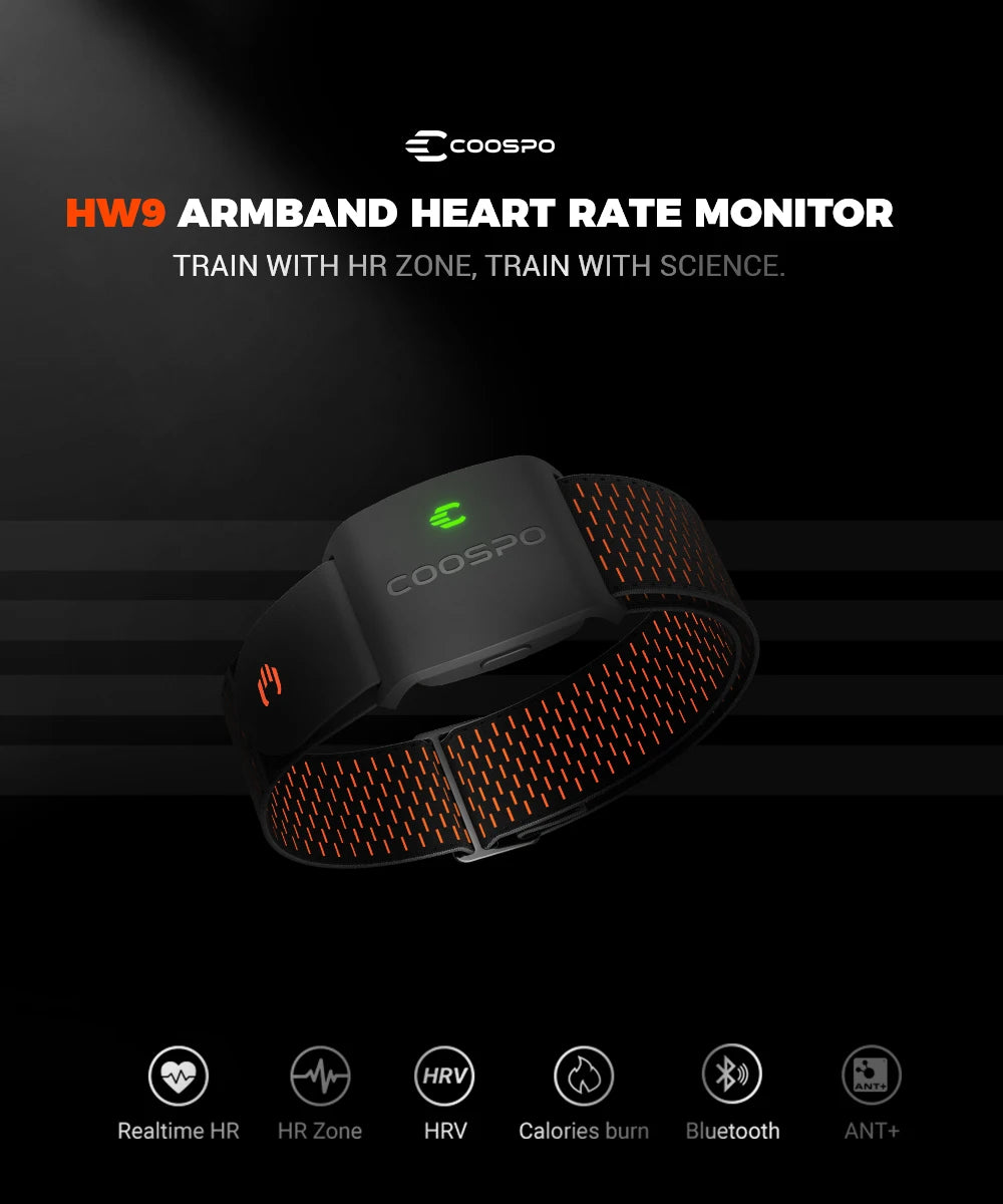 NEW Arrivals HW9 Armband Heart Rate Monitor Wireless Transmission Bluetooth with HR Zones/Calories HRM Sensor for Fitness Cycling BLE5.0 ANT Outdoor Running Women Men Elderly Health Care Supplies