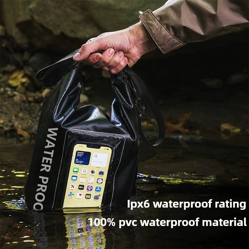 2L Swimming PVC Pack Dry Bag Touch Screen Outdoor Waterproof Shoulder Kayak Bags Trekking Drifting Rafting Surfing Boating Bag Summer Water Sports Accessories