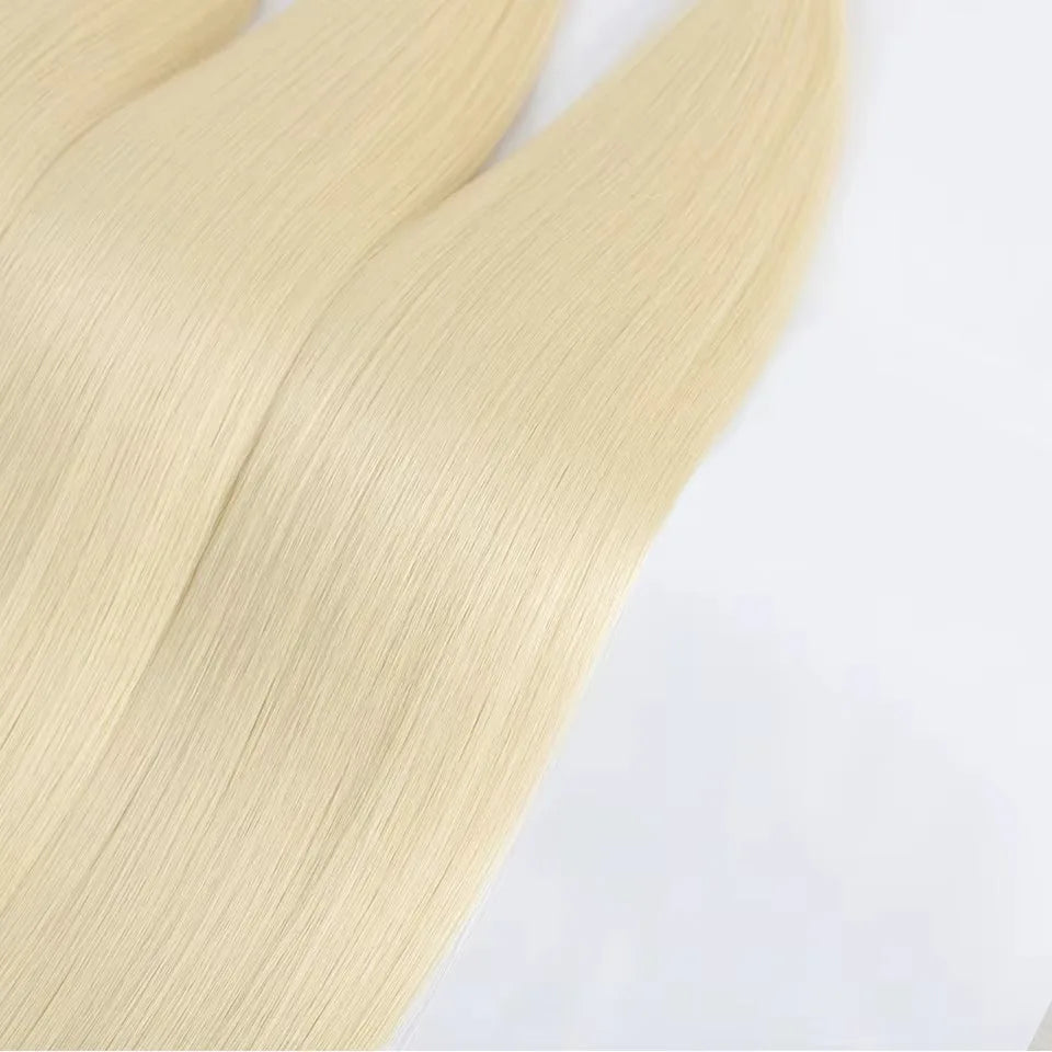 4 PCS Set 9 Colors Bone Straight Hair Bundles Salon Natural Hair Extensions Fake Fibers Super Long Synthetic Yaki Straight Hair Weaving Full to End