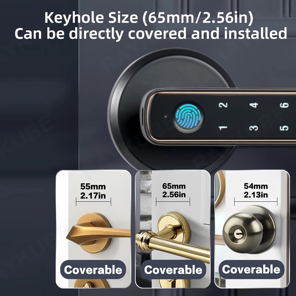TUYA Digital Fingerprint Door Lock Electronic Lock with Password/Key/Smart Life/TUYA APP Remote Unlock For Bedroom