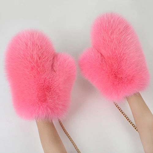 NEW Arrivals Hot Sale Winter Women Luxury Natural Real Fox Fur Gloves Warm 100% Genuine Fox Fur Mittens Girl Fashion Luxury Real Fox Fur Glove