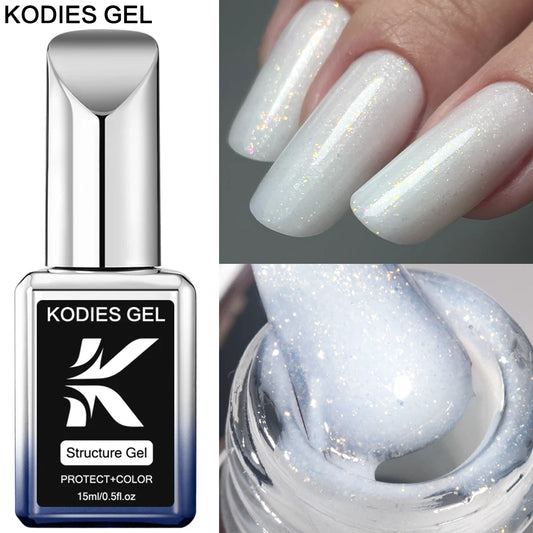NEW Arrivals Korean Gel Keratin Kitty White Rubber Base Gel Nail Polish Pearl Shine 15ML Semi Permanent UV Self Leveling Structure Construction Gels Ladies Cosmetic Accessories Manicure Beauty Salon Supplies