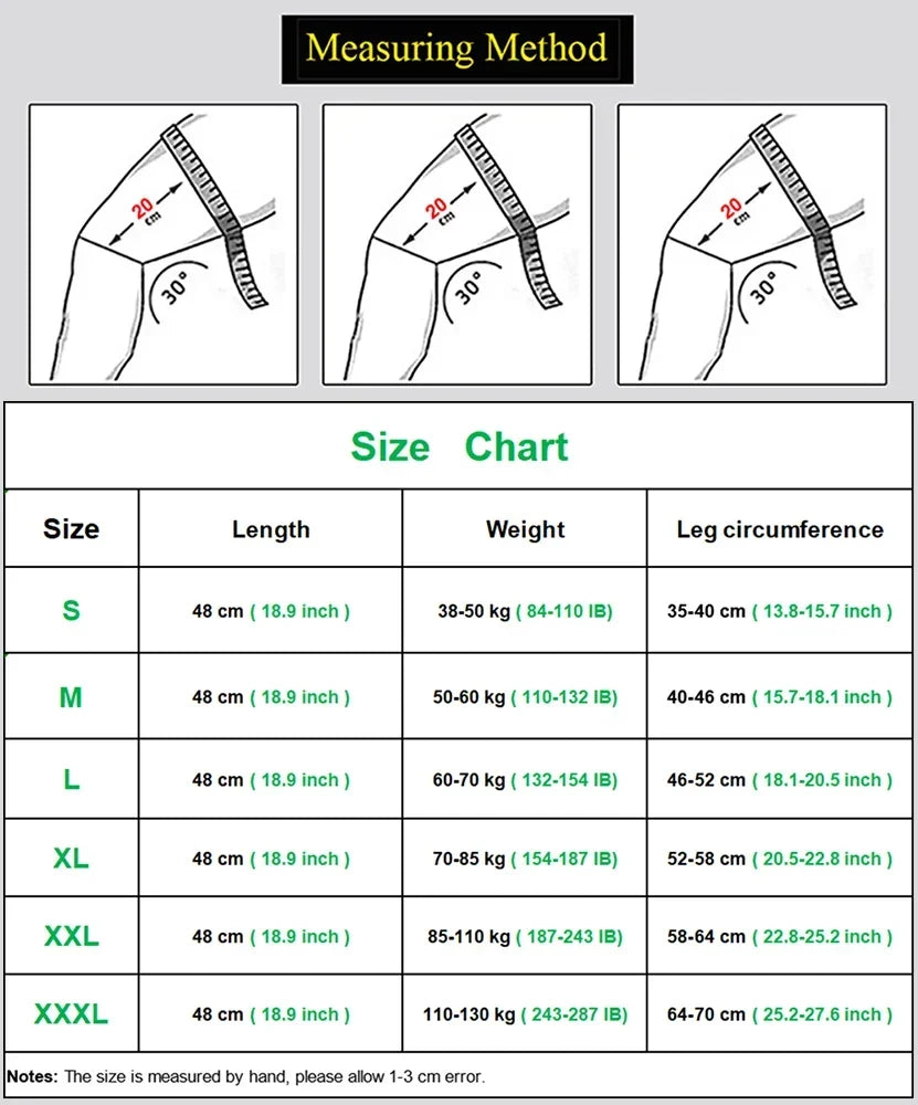 S (50kg)- 3XL (110-130Kg) Plus Size  Leg Knee Support Protectors Arthritis Meniscus Pain Relief Knee Support Brace Compression Long Full Legs Sleeve Running Gym Sport Knee Guard Pads