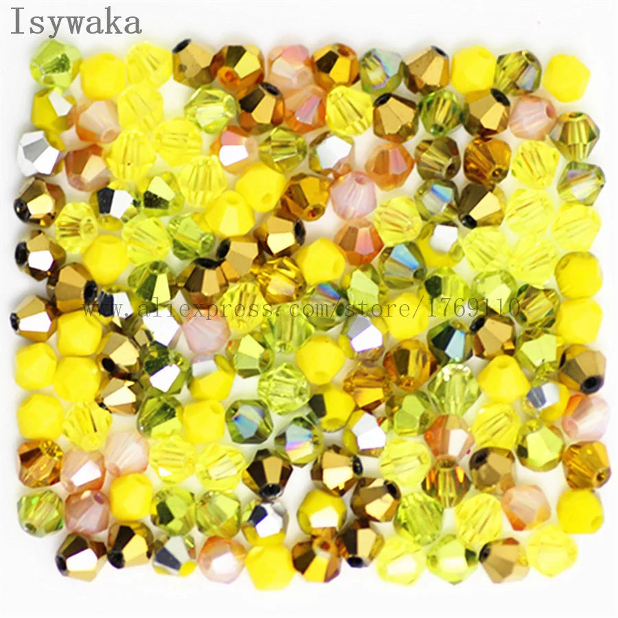 33 Colors 100 PCS Set Blue Multicolor 4mm Bicone Austria Crystal Beads Charm Glass Beads Loose Spacer Bead for DIY Jewelry Making Apparel Accessories Tools Set