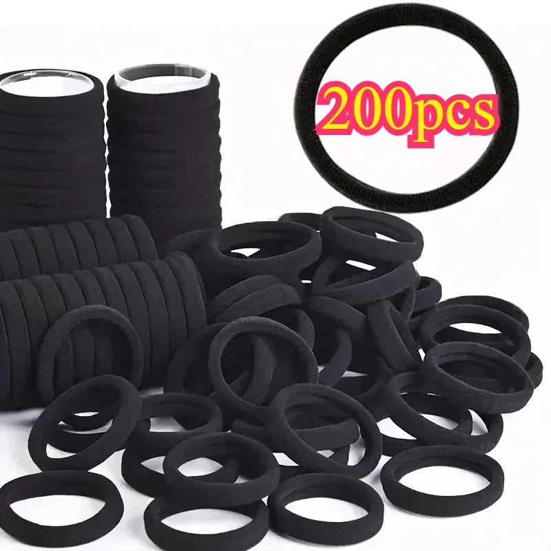 NEW Arrivals 200 PCS Set White/Coffee/Black Color Hair Bands for Women Girls Hairband High Elastic Rubber Band Hair Ties Ponytail Holder Scrunchies Accessories Women Hair Care Products