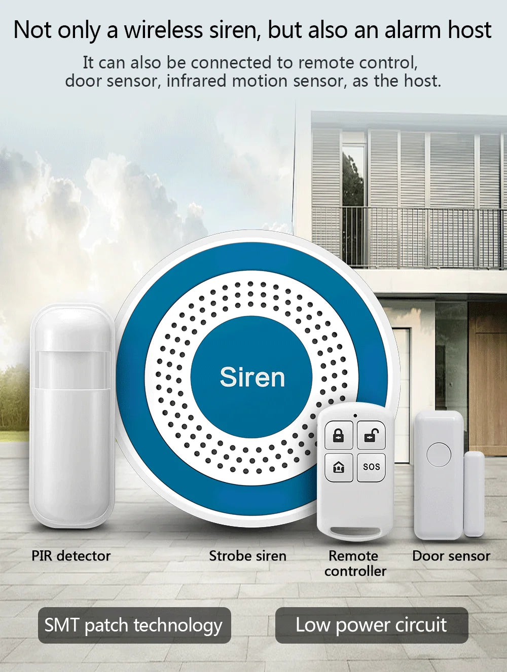 NEW Arrivals Mini Alarm Siren Wireless 433MHz Sound & Light Indoor Strobe Siren High Decibel Horn Siren For Home Security Alarm System