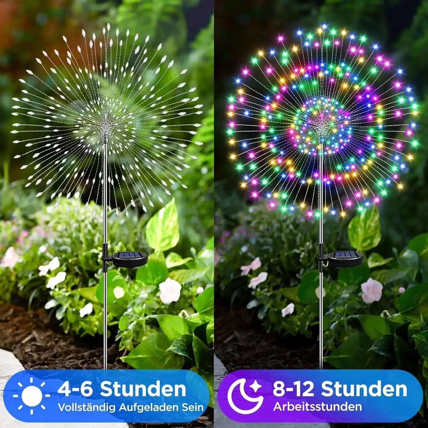 2 PCS Set 420 LEDS Solar Lights for Outdoor Garden Dandelion Lighting Stake Solar Firework Light for Christmas Halloween Lawn Decor