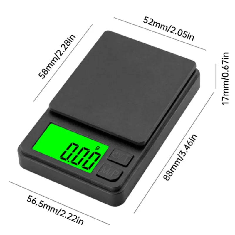 500gr-1000gr Electronic  Precision Pocket Scale Digital Display  X 0.1g - Digital Gram, Food, Jewelry, Ounces/Grains Scale with Backlit LCD - Mini Scale for Travel Kitchen Home Accessories Devices Food Supplies