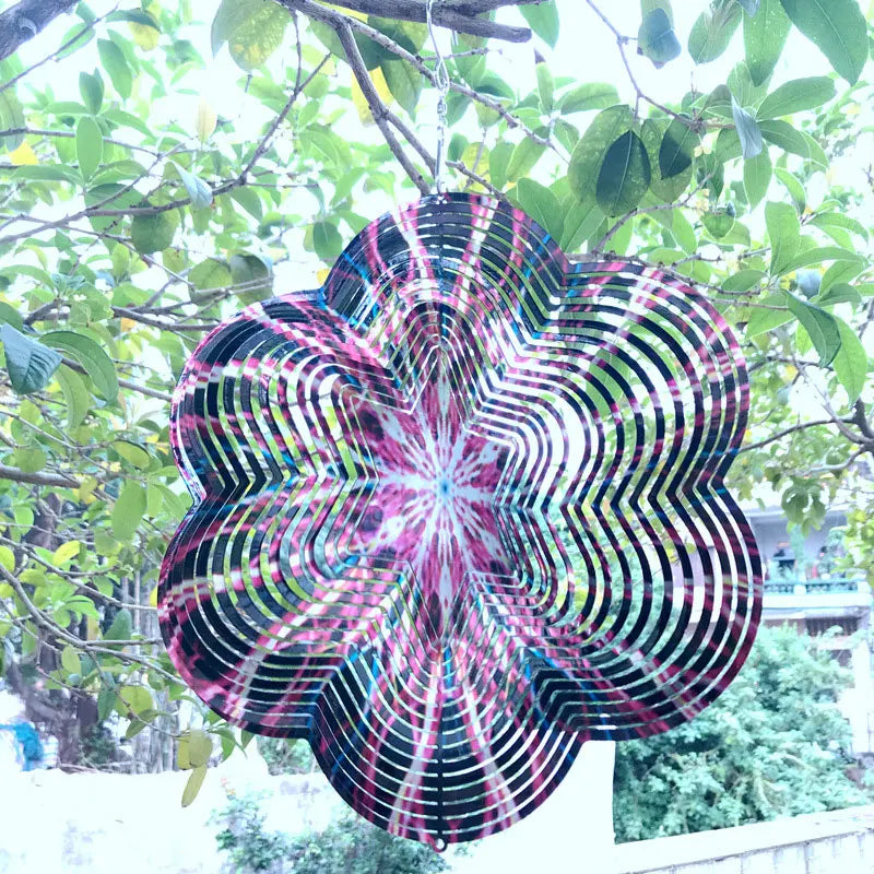 NEW Arrivals 5 Patterns Wind Spinner Chimes Home Garden Outdoor Colorful Metal Mirror Snowflake And Lightning Stainless Steel 3D Rotating Windchime