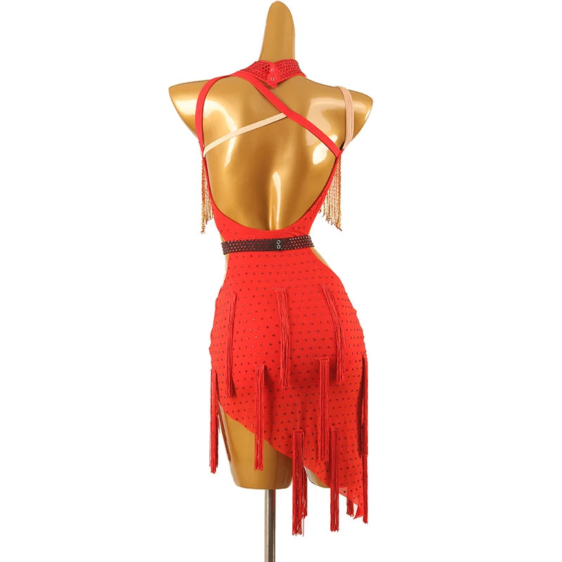 Low-Price Sales are Limited NEW S-2XL 4 Colors Latin Dance Competition Costume Salsa Tango Samba Dance Dresses Sexy Tassel Party Costume Fringe Dress Practice Clothing Ballroom Competition Dancing Dresses