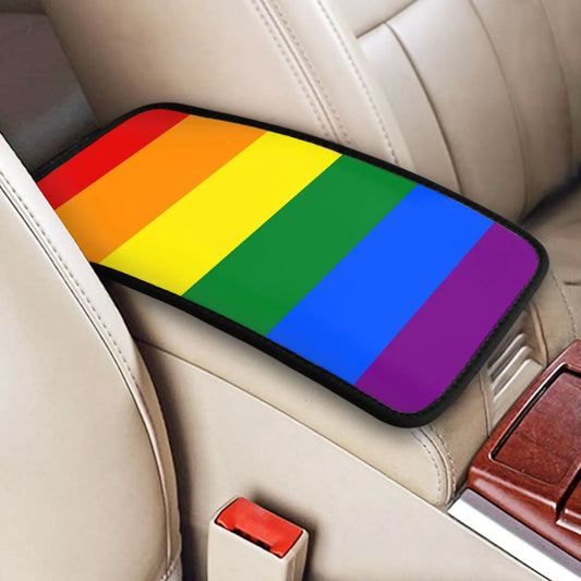 Rainbow Flag Center Console Cover Pad for Cars Boho Lgbt Pride Yaoi Car Accessories Non-slip Armrest Cover Mat