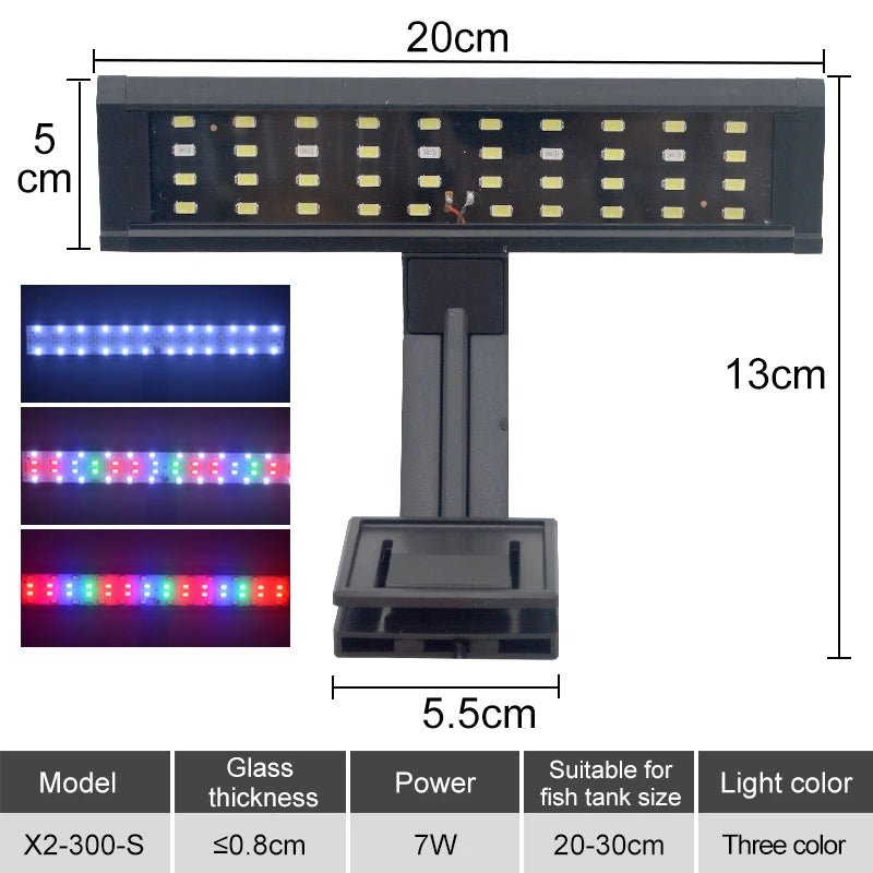 Aquarium LED Fish Tank Light Super Slim Plants Grow Clip Lights Lamp Aquatic Aquarium Lamps Lighting 220V 5W/7W/9W/12W/16W Home Office Hotels Restaurants Decoration Supplies