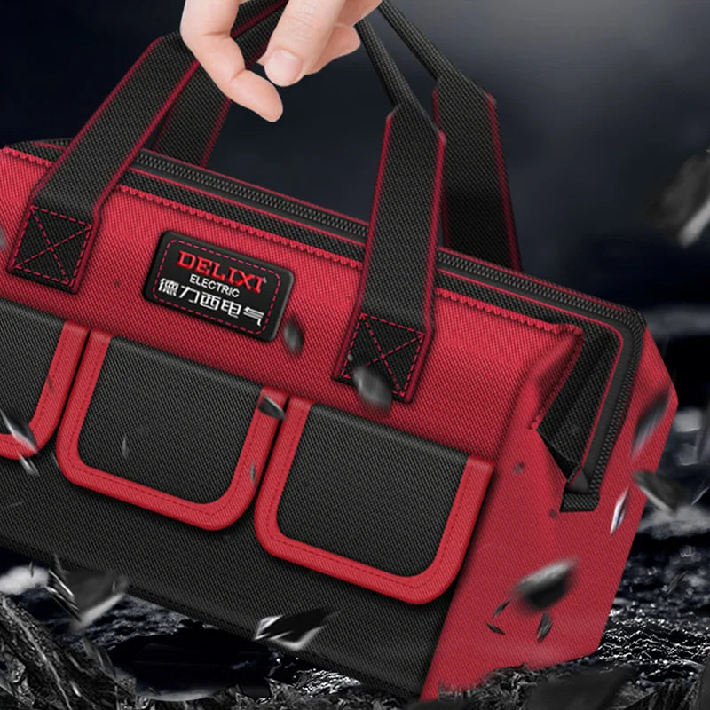 Wide Mouth Tool Bag,1680D Oxford Cloth Tool Storage Bag With Waterproof, Multiple Pockets