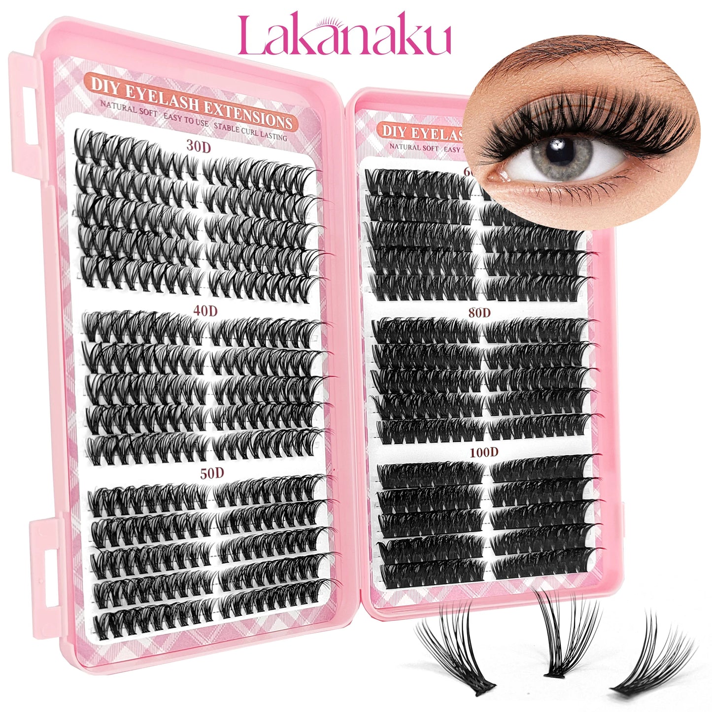 NEW  168 Fans Dry Cluster Lashes Cat Eye Lashes Invisible Band Premium Mink Manga Lash Clusters Women Cosmetic Accessories