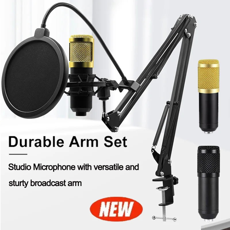 BM800 Sound Card Set Professional Audio Condenser Mic Studio Singing Microphone for Karaoke Podcast Recording Live Streaming