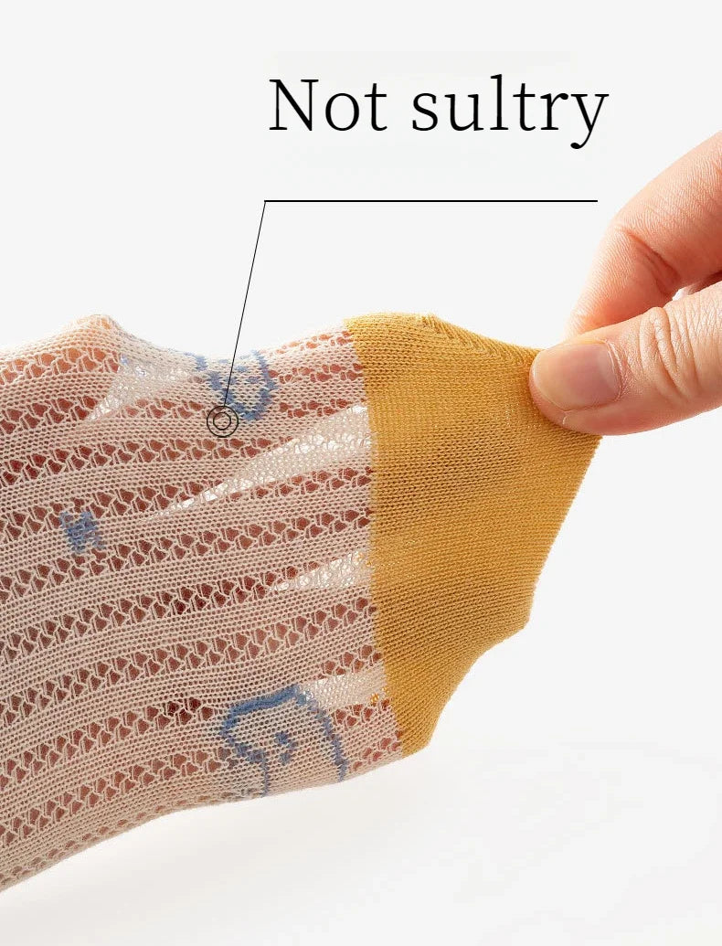 5 Pairs Set 0-12Y Summer Cotton Newborn Kids Socks Cute Cartoon Thin Mesh Baby Short Socks Dinosaur Bear Children Socks for Boys Girls Apparel Accessories