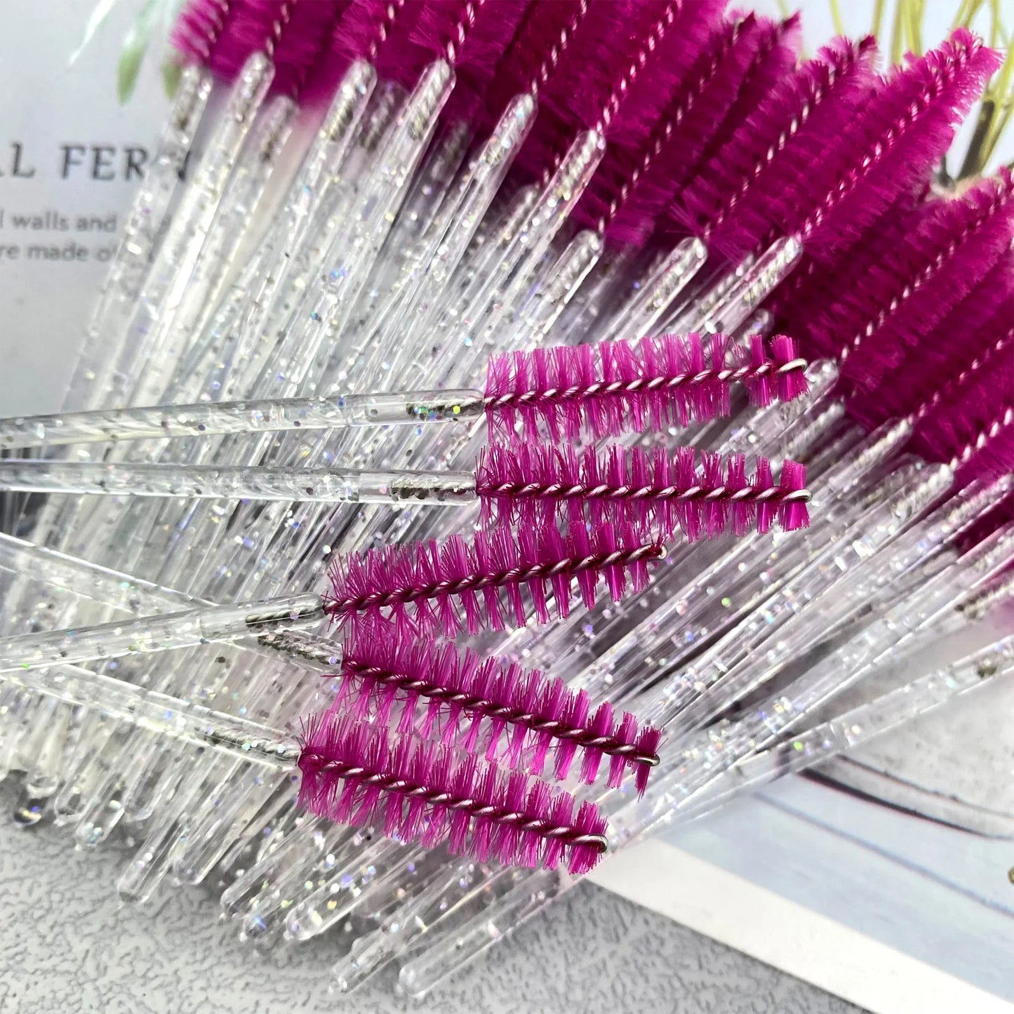NEW Arrivals 500 PCS Set Eyelashes Brush Crystal Diamond Handle Make-Up Brush Mascara Wands Eyelash Extension Tool Supplies Applicator Spoolers Women Girls Cosmetic Accessories