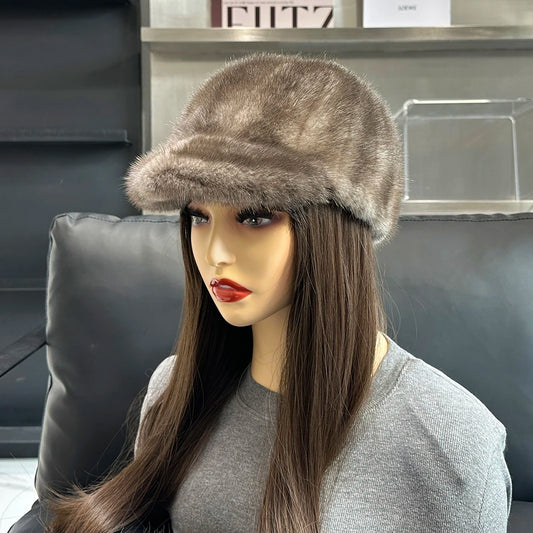 NEW Arrivals Real Mink Fur Luxury Hat Winter Warm Snow Outerwear Hats Women Keep Warm 100% Genuine Mink Fur Hats Natural Quality Female Fashion Mink Fur Cap Lady Outdoor Cap