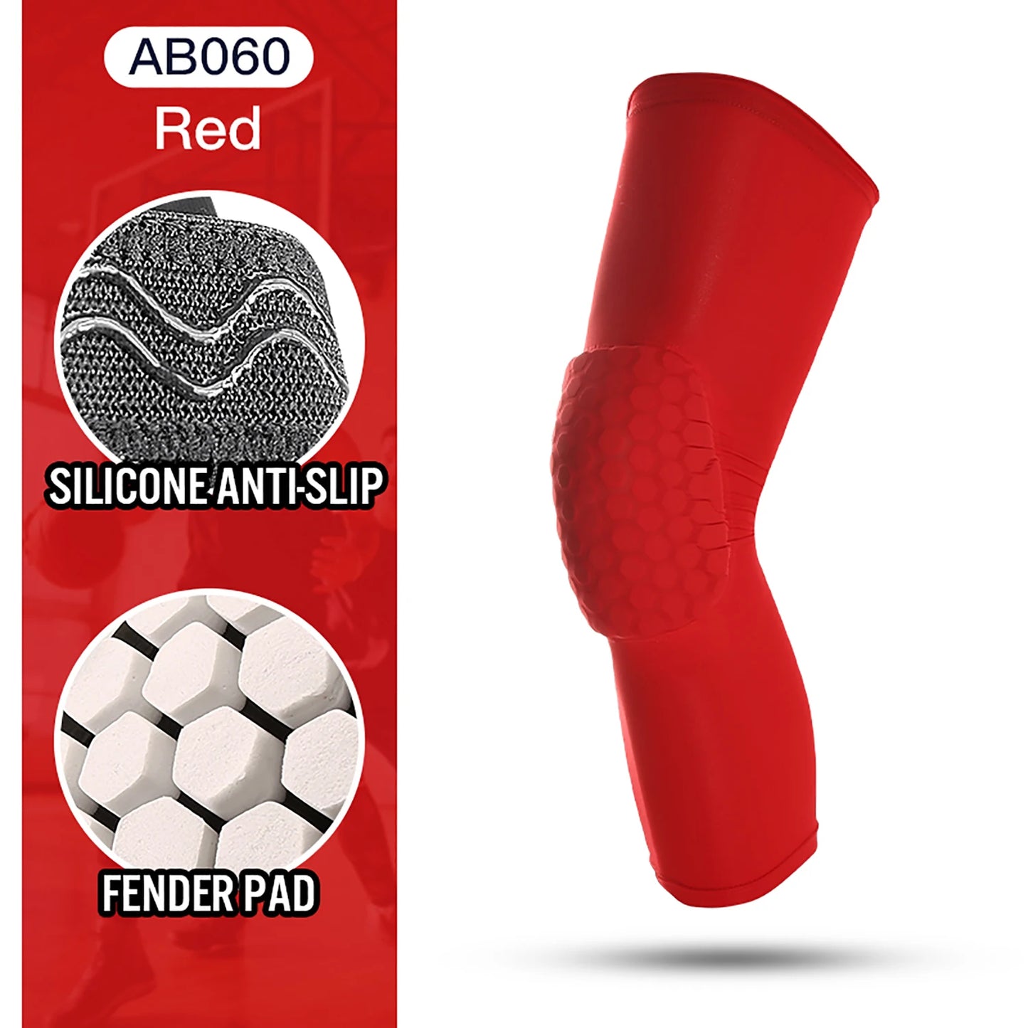 2 PCS Set Blue/Black/White/Red Color Breathable Absorb Sweat Outdoor Running Cycling Tennis Basketball Knee Pad Honeycomb Shockproof Long Leg Sleeves Knee Brace Football Sports Knee Guard