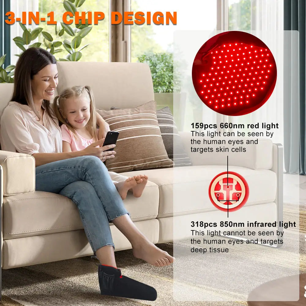 2 PCS Set New Red & Infrared Light Feet Shoes Wraps Toes & Ankle Knees with Controller Led Near Infrared Light Boots for Plantar Fasciitis Treatment Pain Relief Therapy