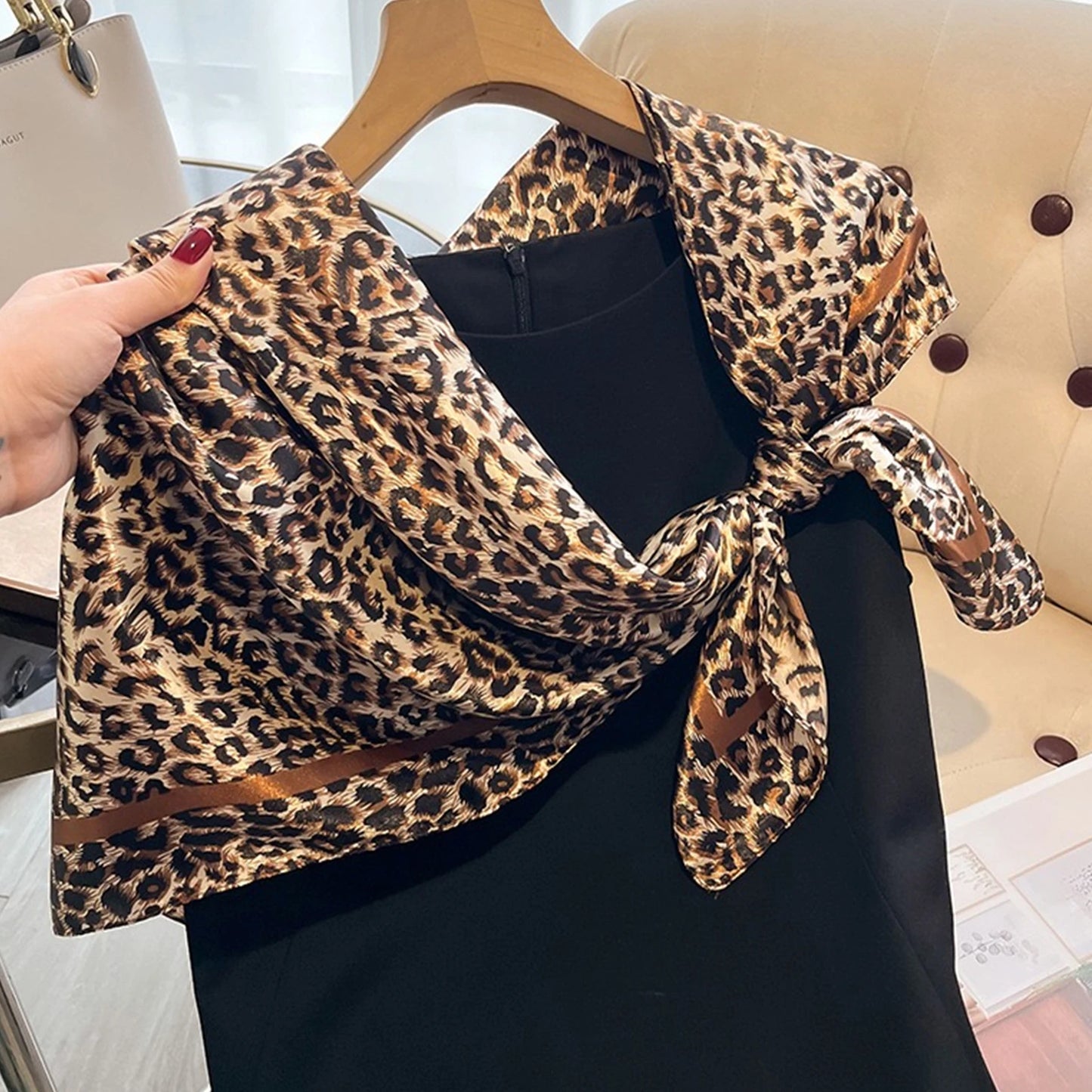 NEW Arrivals 90*90cm Muffler Fashion Silk Scarf Lady Outdoor Luxury Neck Hair Decorate Headband Scarf Outdoor Small Kerchief Soft Wrap Girls Ladies Luxury Fashion Apparel Accessories