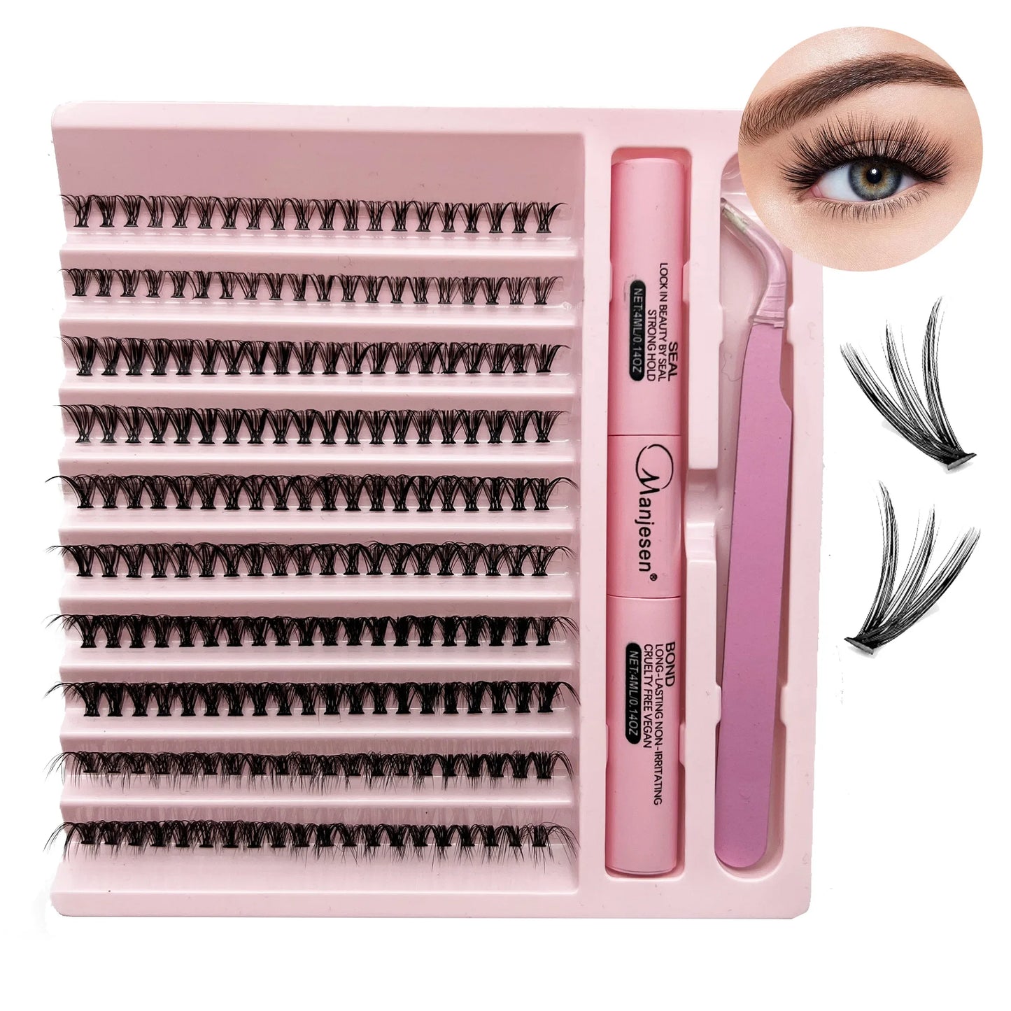 NEW Arrivals 30-40-50D Full Set DIY Lashes Extension Kit Eyelashes 200 PCS Clusters Lash Bond and Seal Makeup Tools for Gluing  Lashes Gluing Glue  Accessories