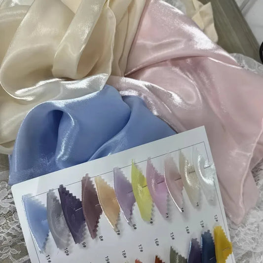NEW 5M 10 Colors Luxury White Smooth Satin Water Gloss Liquid Organza Fabric sewn Evening Dress Shirt Micro Transparent Fabric