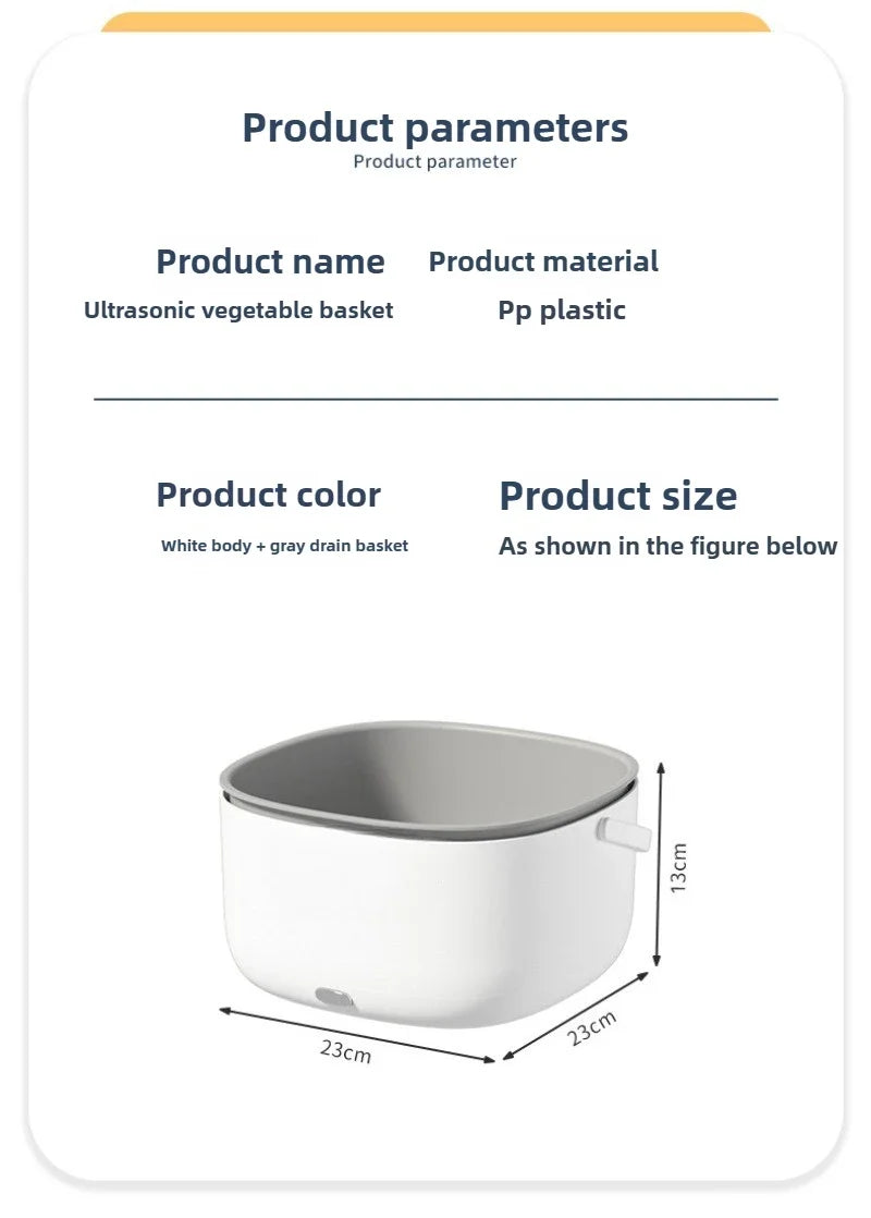 Ultrasonic Vegetable Washing Disinfection Sterilizing Machine Household Food Remove Pesticide Residues Washer Kitchen Fruit Dirt Cleaning Purifier Basket Korean Household Appliances
