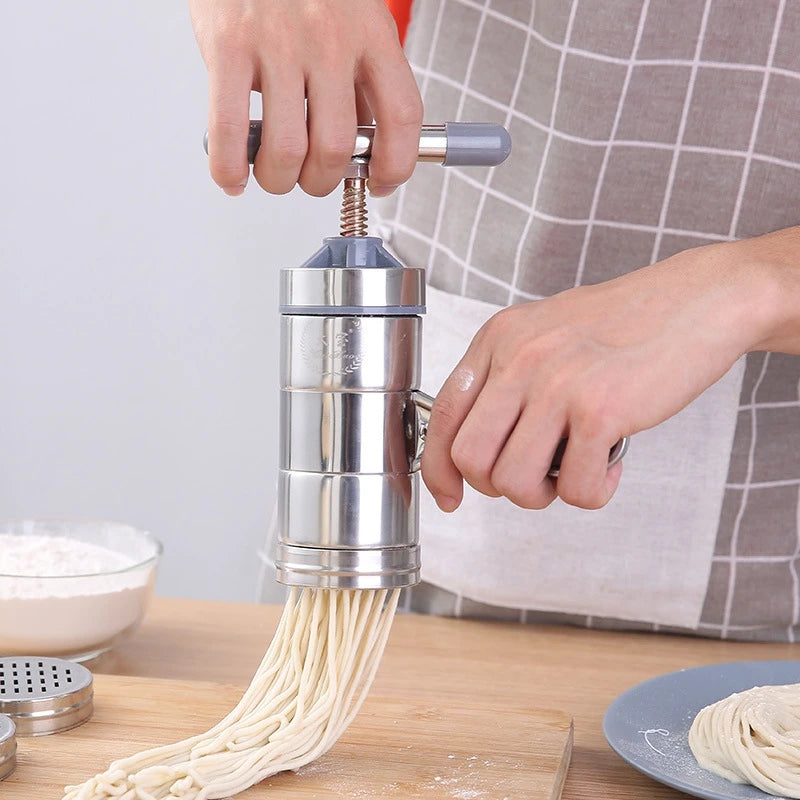 NEW Set Alloy  Steel Noodle Maker With 5 Models Manual Noodles Press Pasta Machine Kitchen Tools Vegetable Fruit Juicer Cutter Slicer Home Kitchenware Accessories Cooking Tools Sets