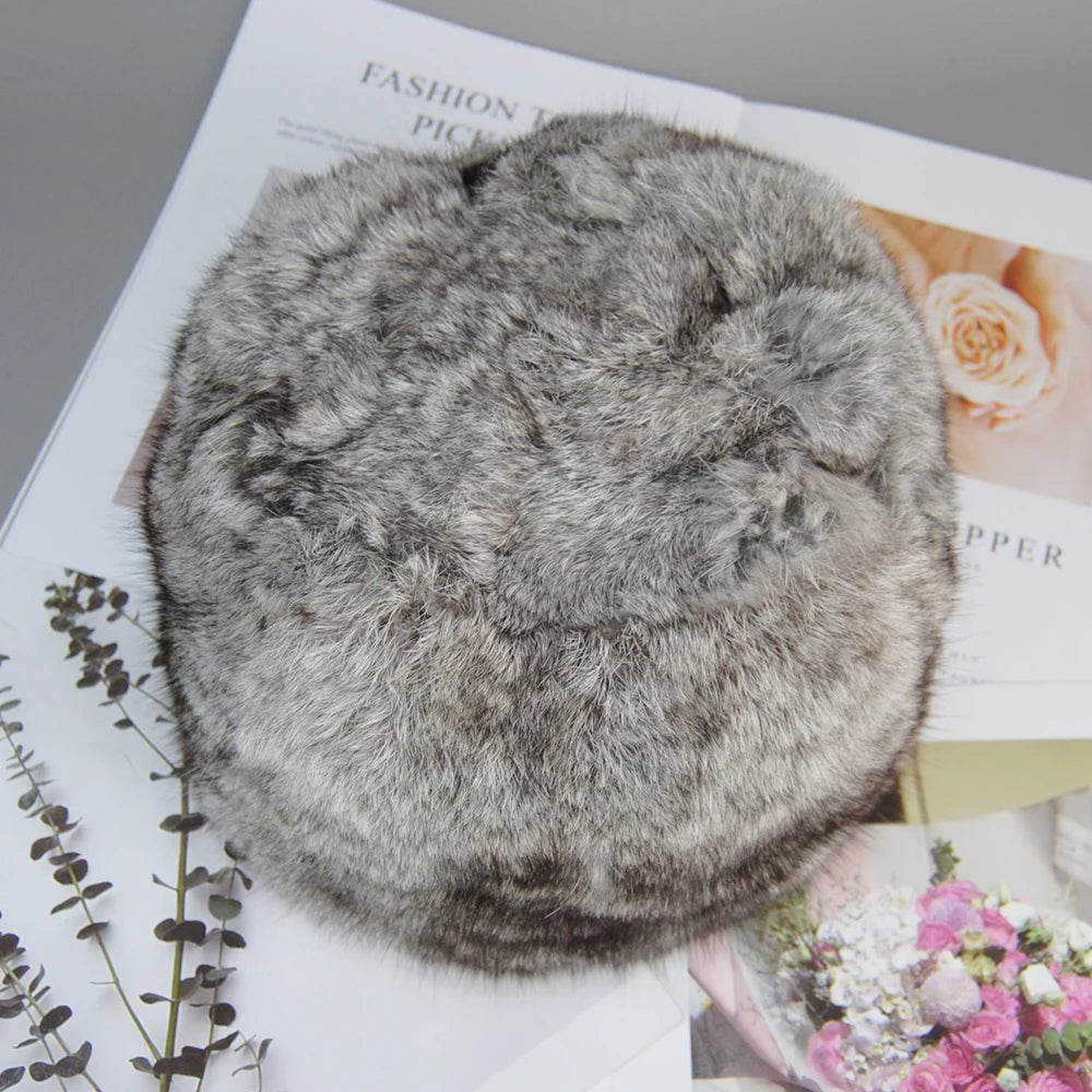 BRAND NEW Siberian Style Women/Men  Luxury Real Rabbit  Fur Hat Winter Warm Snow Clothes Supplies Beanies Cap Head Ears Cover For Winter Warm Natural Real Russian Fur Headgear Female Ladies Luxury Fashion Clothing Accessories