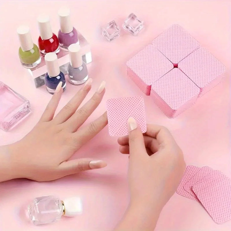 600 PCS Set White/Pink Color  Lint-Free Nail Wipes Gel Cleansing Tissues Aluminum-Free Nail Polish Remover Pads for Nail Beauty Cleaning Care Tools Pedicure Women Nail Care Manicure Supplies