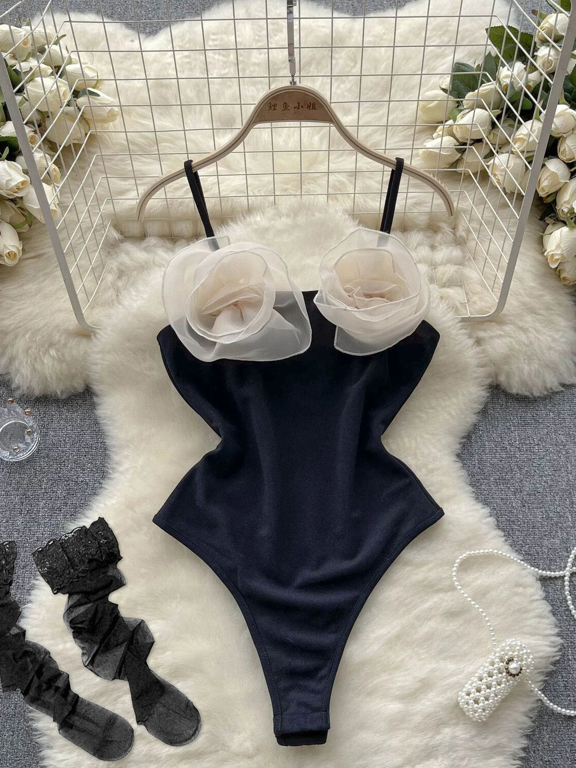 Women's Hollow Combination Bodysuit Slim Fit Erotic Mesh Lace Jumpsuit Bodysuit Sexy Fashion Pajamas