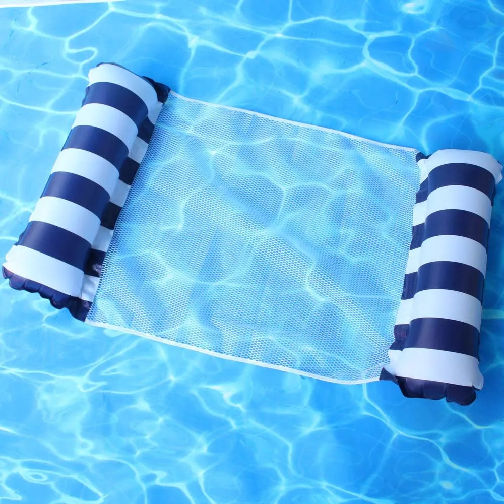 NEW Arrivals 2PCS Set 10 Colors/Styles Summer Pool Float Mat - Striped Inflatable Lounge Chair & Hammock for Adults Kids Water Sports Toys Home Swimming Pool Beach Inflatable Mattress