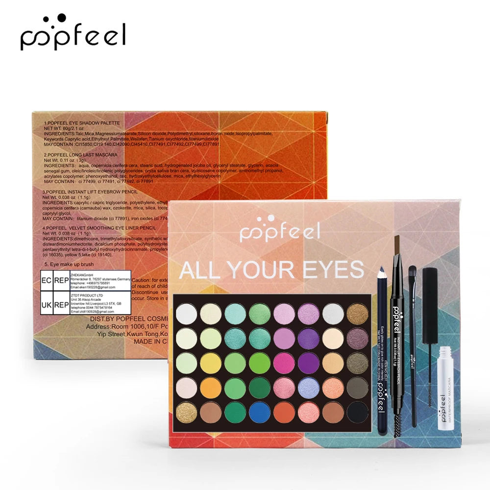 Full Set Eye Makeup Set, Eyeshadow Palette, Eyeliner, Mascara, Eyebrow Pencil, Makeup Tool Set Box, Gifts For Women