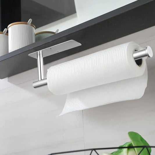 NEW Arrivals Paper Towel Holder Under Cabinet Adhesive Paper Towel Holder for Kitchen Stainless Steel Paper Towel Roll Rack Wall Mounted Home Kitchen Accessories