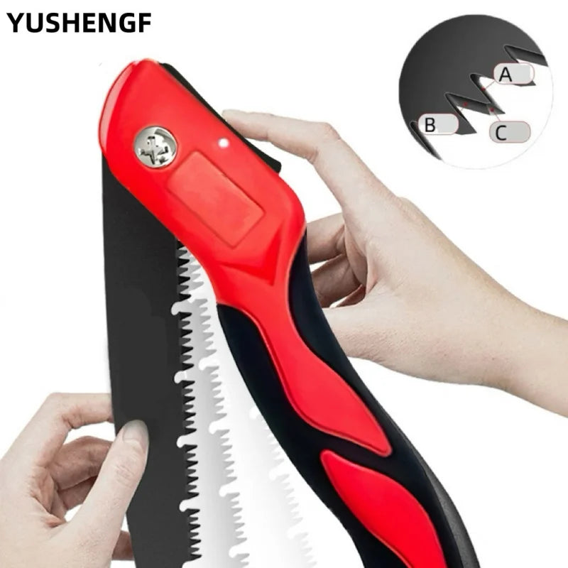 NEW Arrivals 1PC Red Folding Hand Saw Logging Saw Woodworking Folding Portable Saw For Garden Pruner Gardening Tools Tree Pruning Saw Outdoor Home Work Garden Accessories
