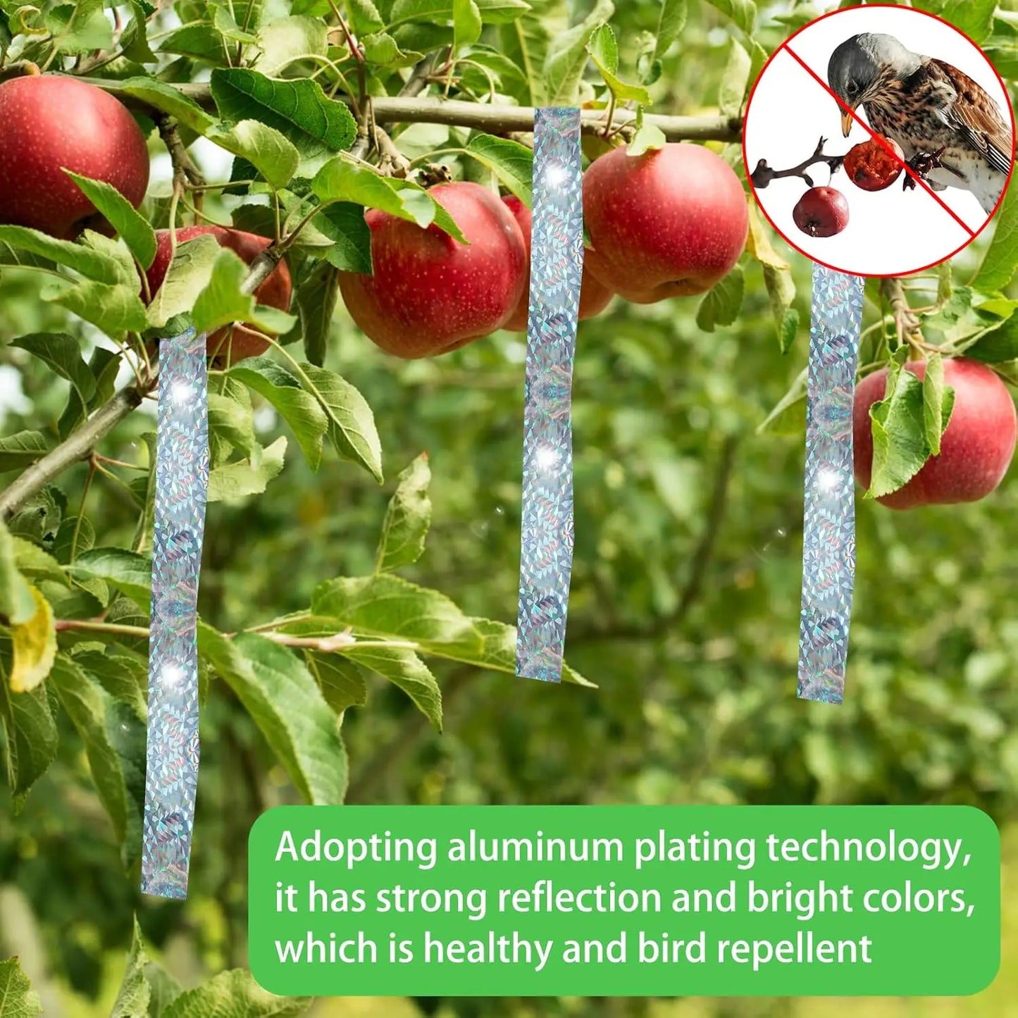 4 Rolls Set 200M Bird Repeller Tape Hawks Pigeon Flashing Reflective Repellents Anti-Bird Scare Double-Sided Ribbon Tape Garden Orchard Plants Flowers Fruits Protective Film Home Garden Tools Sets