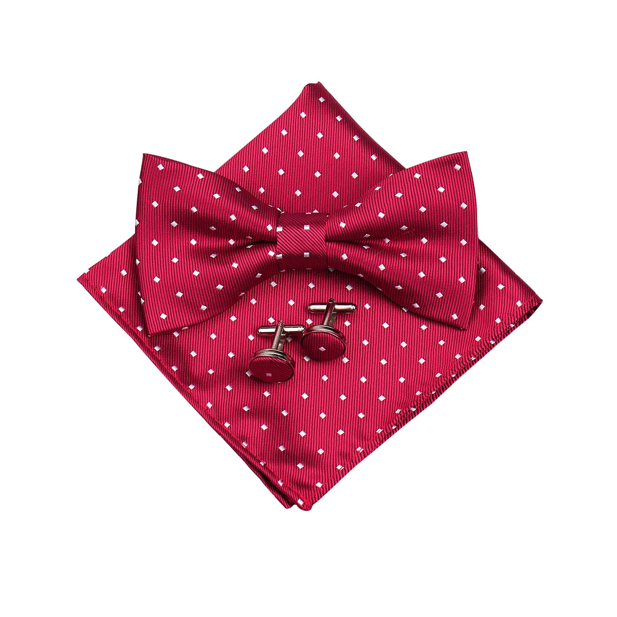 3 PCS Set 55 Colors Luxury Paisley Bowtie Suit Man Bow Tie Pocket Square Cufflinks Wedding Bowknot Accessories Butterfly Neckwear Adjustable Adult Ties