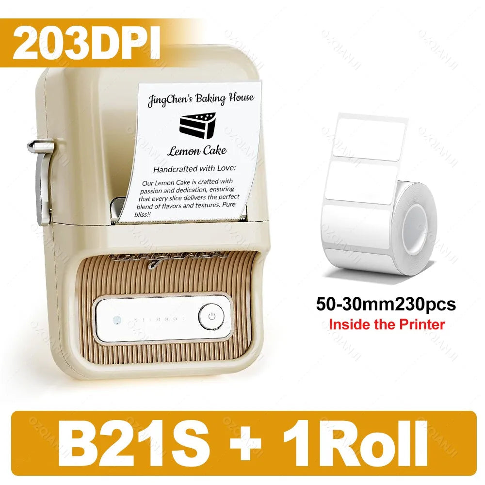 B21 PRO Mini Adhesive Label Printer Wireless Portable Thermal inkless Maker Photo Barcode Price Tag Sticker 200 300dpi