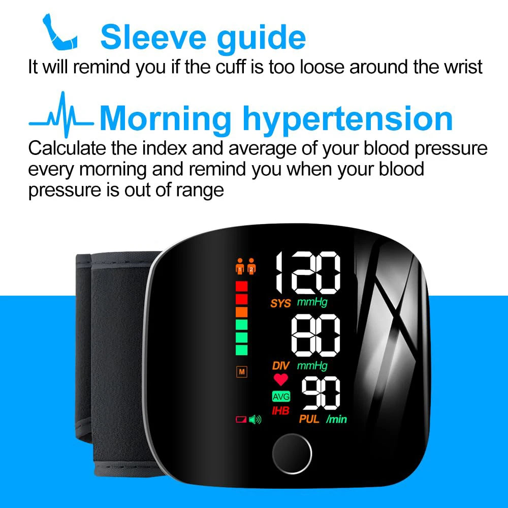 NEW Arrivals English Voice Digital Wrist Tonometer Medical Blood Pressure Monitor Heart Rate Sphygmomanometer Tensiometers Meter Cuff Women Men Health Care Supplies