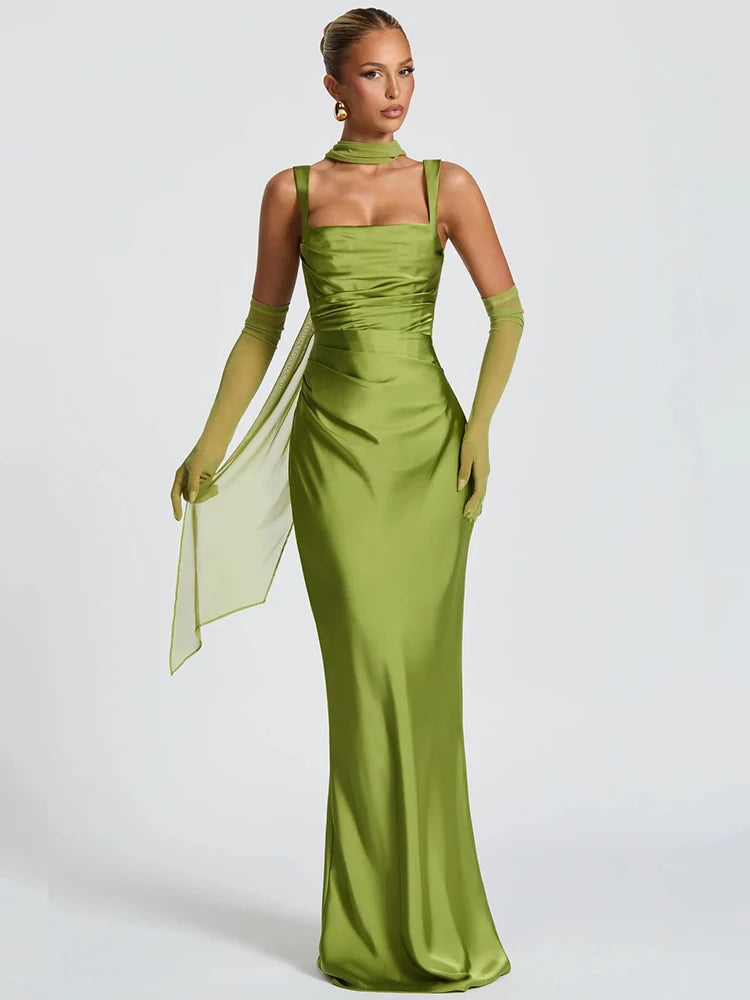4 Colors  Satin Backless UK Size Sexy Luxury Maxi Dress Women Elegant Halter Off-Shoulder Sleeveless Lace-Up Bodycon Evening Wedding Guest Business Party Celebrity Long Dresses.