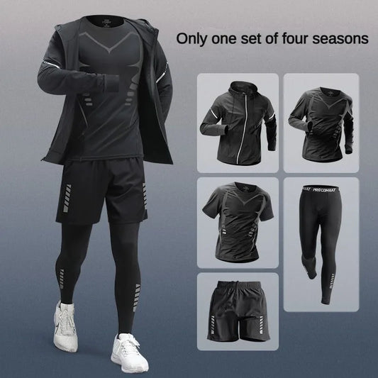 NEW 7PCS Set S-3XL(100Kg+) Plus Size Men's Ice Fiber Quick-Dry Four Seasons Outdoor Running Fitness Full Set/Suit Tracksuit For Marathon, Training  Cycling, Jogging, Gym Sweatpants Sports Clothing Supplies