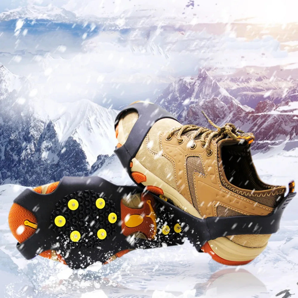 NEW Arrivals 10 Studs Snow Ice Claw Unisex Anti-Skid Snow Ice Plastic Elastomer Climbing Crampons Shoes Boots Covers Walking Hiking Accessories Sports Supplies