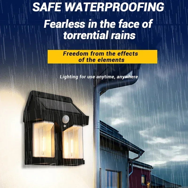 New Solar Tungsten Filament Lamp Outdoor Waterproof Intelligent Induction Wall Lamp Courtyard Garden Villa Lighting Night Light