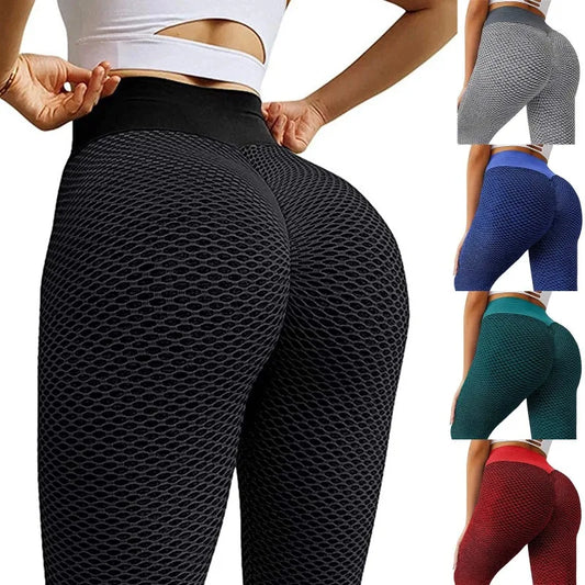 NEW Arrivals Women Honeycomb Yoga Sexy Peach Hip High Waist Women Jacquard Comfortable Breathable Elastic Sports Fitness Tight Buttocks Trousers Ladies Sports Apparel Supplies