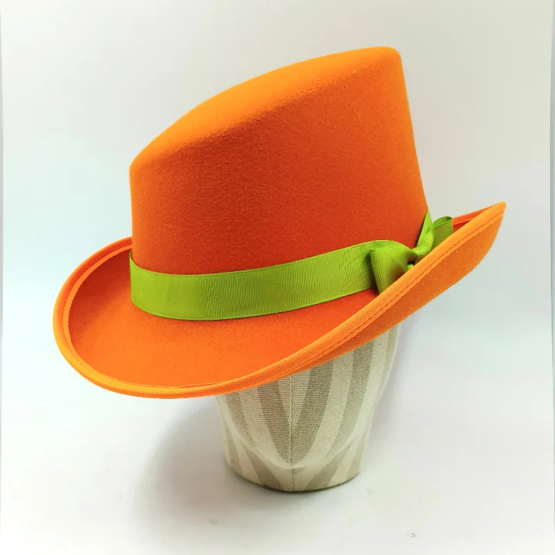 NEW Arrivals British President Men Luxury Top Hat Presidential High Hat British jazz Top Multi-Colors Hats Gentleman Evening Wedding Party  Flat Felt Hat Formal Tuxedos Costume Apparel Accessories Male Luxury Fashion Clothing