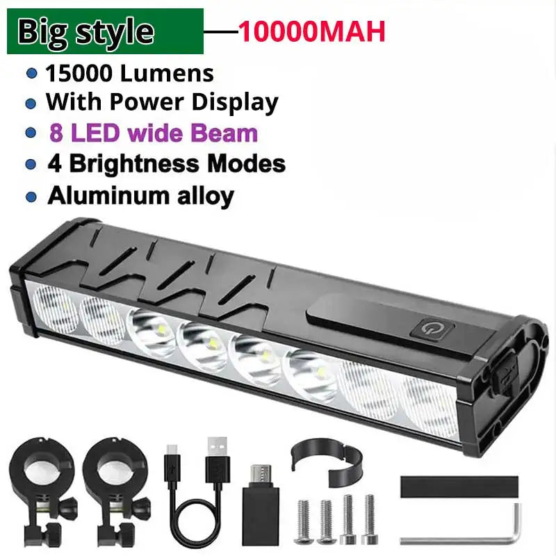 NEW Arrivals Powerful Set Bicycle Light Front 10000 Lumen Bike Light 10000mAh Waterproof Flashlight USB Charging MTB Road Cycling Lamp Accessories
