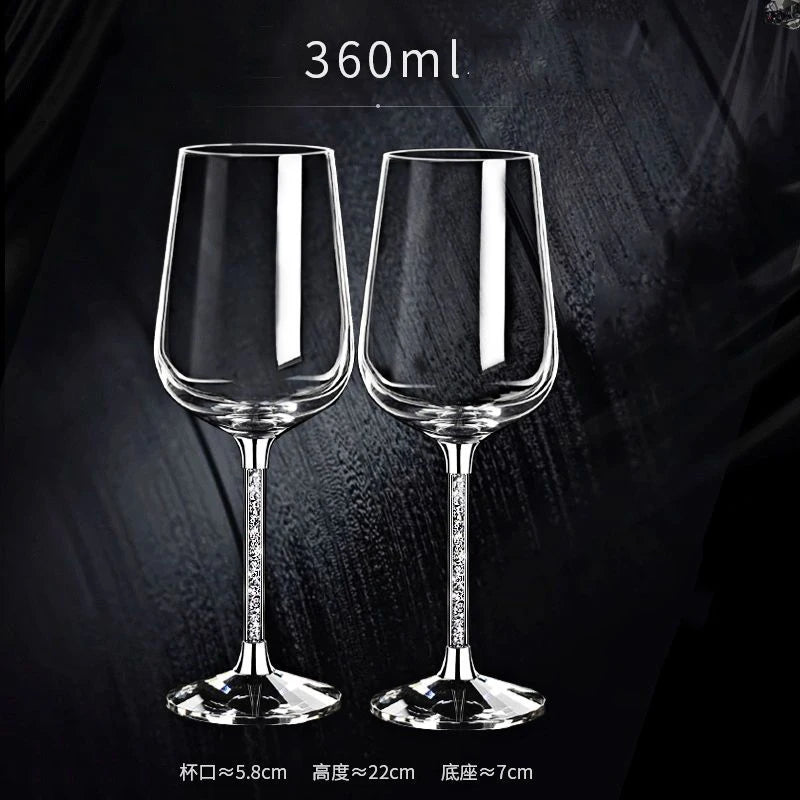 2 PCS Set Luxury Wine Glasses Crystal Champagne Flute Hand Blown Lead-Free 230/360/470/600ML Glass Cup Good Gifts for Wedding Anniversary Christmas Wine Home Restaurants Hotels Barware Accessories